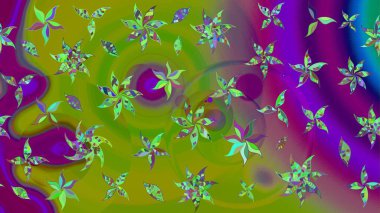 Nazik, sevimli çiçek arkaplanı. Yeşil renkli çiçekler. Raster çiçek desenli ve çiçekli..