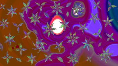 Raster illüstrasyonu. Mor renklerde. Mor renkte mor papatya deseni.