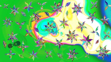 Zarif, parlak ve yeşil çiçek desenli bir taslak. Sabıka baskıları, bebek kıyafetleri, duvar kâğıtları, paket kutuları vb..