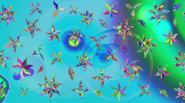 Mavi renkli çiçekler. Hediye ambalaj kağıdı, tebrik kartları, posterler ve pankart tasarımı. Raster düz çiçek çizim deseni.