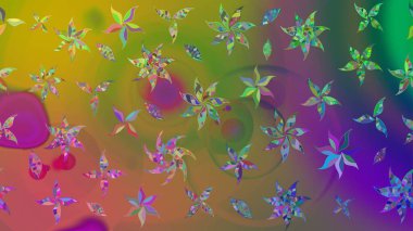 Raster çiçek desenleri çiziyor. Vadinin yeşil renkli çiçekleri.