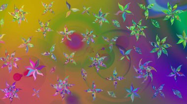 Yaz çiçekleri teması. Yeşil renkler. Klasik çiçekler. Suluboya resim taklit Raster çizimi. El çizimi soyut süslü elementler.