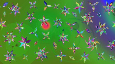 Taslak desenli, modaya uygun kumaş deseni. Renkli Bahar Teması eskiz kalıbı. Şirin çiçek elementleri. Raster illüstrasyonu. Düz Çiçek Elementleri Tasarımı.