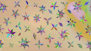 Raster illüstrasyonu. Şirin çiçek elementleri. Bej renkli çiçekler. Çizim.