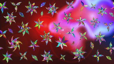 Çiçek desenli raster, kahverengi çizgi grafik desenli soyut raster arkaplan. Modern stil dokusu.