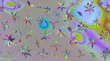 Renkli Bahar Teması eskiz kalıbı. Raster illüstrasyonundaki çiçek desenli çizim. Düz Çiçek Elementleri Tasarımı. Güzel kumaş deseni.