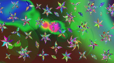 Sabıka fotoğraflarında, bebek kıyafetlerinde, duvar kâğıtlarında, paket kutularında falan kullanılabilir. Raster. Zarif, parlak ve eskiz yeşil çiçek deseni tasarımı.