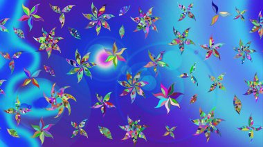 Çiçekli el çizimi çizimi deseni. Modern gösterişli mavi raster arka plan duvar kağıdı çizimi klasik çizgili iz sürme desenli çiçekler, çiçekli süsler.