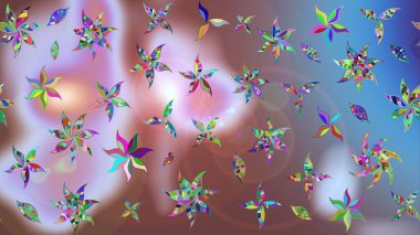 Varicoloneutral raster çizimi. Bir sürü nötr ve soyut çiçekli tropik eskiz deseni. Küçük çiçekte sevimli çiçek deseni var..