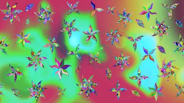 Eskiz stili yeşil renkler. Şirin karalamalı çiçek desenli çizim. Raster illüstrasyonu. Raster illüstrasyonu. El yapımı çiçek ve bitki koleksiyonu.