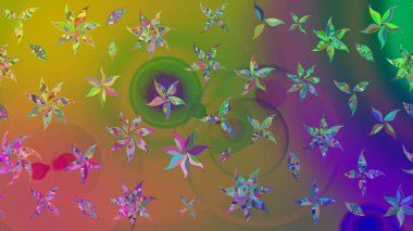 Renkli Bahar Teması eskiz kalıbı. Güzel kumaş deseni. Düz Çiçek Elementleri Tasarımı. Raster illüstrasyonunda çiçek deseni çizimi.