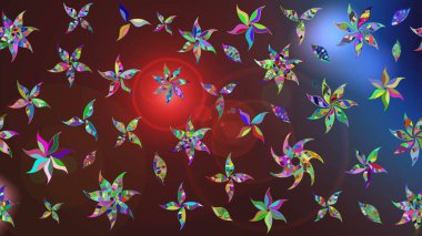 Kahverengi renkte zarif çiçekli suluboya. Renkli Bahar Teması eskiz kalıbı. Düz Çiçek Elementleri Tasarımı. Raster illüstrasyonu.