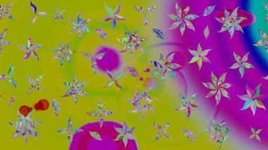 Çiçekli karalama şeklinde Raster çiçek deseni. Yeşil renkli çiçekler. Nazik, narin çiçek arkaplanı.