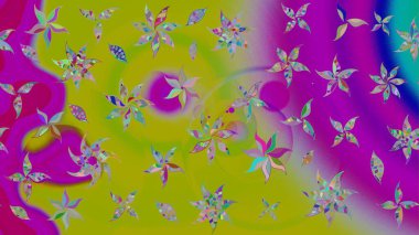 Düz Çiçek Elementleri Tasarımı. Renkli Bahar Teması eskiz kalıbı. Raster illüstrasyonundaki çiçek desenli çizim. Süslü kumaş deseni.