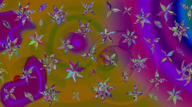 Raster illüstrasyonu. Kahverengi renkte kahverengi papatya deseni. Kahverengi renklerde.