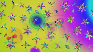 Motley illüstrasyonu. Küçük renkli çiçekler. Küçük çiçekte güzel bir desen. Moda baskıları için zarif bir şablon. Sarı çiçekli bahar çiçekleri.