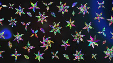 Çiçek ve yapraklı çiçek deseni. Küçük çiçekli şirin bir desen. Raster illüstrasyonu.