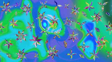 Küçük çiçekli basit bir çiçek çizimi. Mavi renkte şirin çiçekler. Moda baskısı, albüm, ambalaj kağıdı ve duvar kağıdı için zarif dekoratif süslemeler. Raster illüstrasyonu.