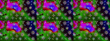 Renkli grunge soyut arkaplanı koloyeşil çiçeklerle süslüyor. Nakış desenli çiçek deseni. İzler, kumaş, duvar kağıtları, tekstil için raster dokusu.