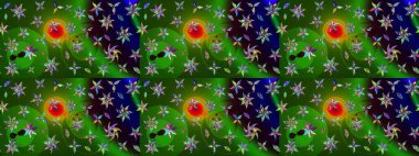 Yeşil renklerde. Raster illüstrasyonu. Çiçekli güzel suluboya desen.