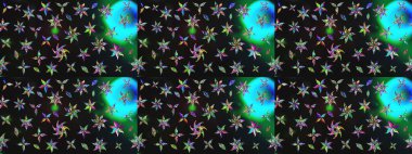 Düz Çiçek Elementleri Tasarımı. Gri renkli şirin çiçek deseni. Raster Modaya uygun kumaş deseni. Renkli Bahar Teması çizim şablonu.