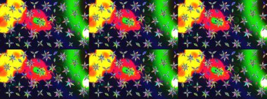 Renkli Yaz Temalı eskiz kalıbı. Raster çiçekli arka plan. Güzel eskiz şekli. Düz Çiçek Elementleri Tasarımı. Güzel kumaş deseni. Yazdır.