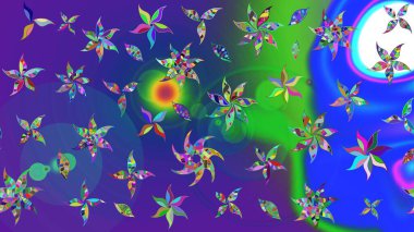 Raster illüstrasyonu. El çizimi. Çiçekli, yapraklı, çiçek desenli çizim..