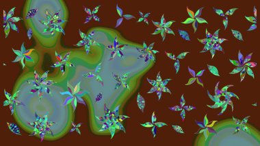 Nazik, sevimli çiçek arkaplanı. Kahverengi renkli çiçekler. Raster çiçek desenli ve çiçekli..