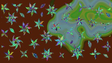 Taslak desenli, modaya uygun kumaş deseni. Şirin çiçek elementleri. Raster illüstrasyonu. Düz Çiçek Elementleri Tasarımı. Renkli Bahar Teması çizim şablonu.