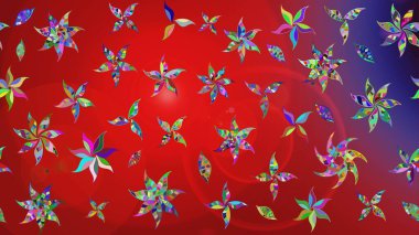 Raster. Zarif, parlak ve kırmızı çiçek desenli eskiz. Sabıka baskıları, bebek kıyafetleri, duvar kâğıtları, paket kutuları vb..