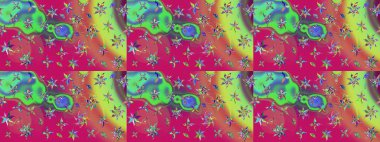 Raster çiçek desenli çiçek deseni, yapraklar, dekoratif elementler, sıçrama, lekeler, el çizimi kontur çizgileri ve Doodle çizim stili, grafik raster çizim çizimi.