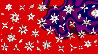 Yapraklı çizim şekli. Tekstil için figür. Poster ya da kapak için arka plan. Şirin, zarif çiçekler Raster illüstrasyonu. Davetiye ve kartpostal tasarımı için dekoratif çiçek unsurları.