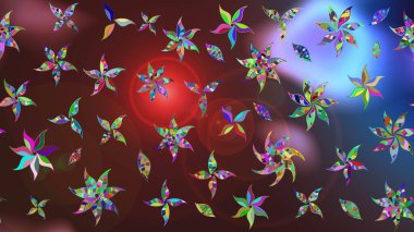 Raster illüstrasyonu. Kahverengi renklerde bahar çiçekleri. Yaprak ve çiçeklerin suluboya resmi, kahverengi renklerdeki çizim deseni.