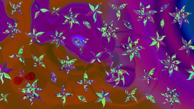 Düz Çiçek Elementleri Tasarımı. Renkli Bahar Teması eskiz kalıbı. Raster Şirin kumaş deseni. Eskiz klasiği.