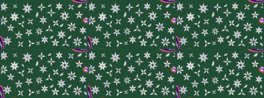 Parlak renkli çiçekli ve yeşil yapraklı harika bir çiçek deseni. Moda baskıları için zarif bir şablon. Modern çiçek arkaplanı. Halk stili.