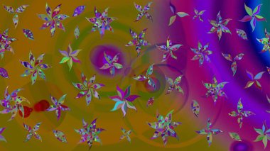 Eskiz arkaplan modeli. Kahverengi üzerine çiçekler. Suluboya, elle çizilmiş. Raster stoku.