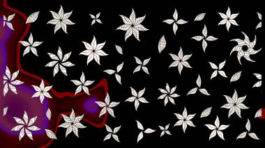 Raster illüstrasyonu. Siyah renklere karalamalı çiçek deseni çiz.