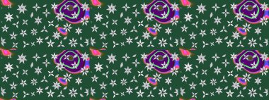 Tomurcukları papatya çiçekleri olan sevimli bir çiçek deseni. Eskiz geçmişi. Raster illüstrasyonu. Kumaş, tekstil, duvar kağıdı baskısı için. Eski usul. Miles Fleur, dandik süs.