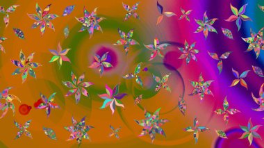 Kabile sanatı boho baskısı, klasik çiçek arkaplanı. Arkaplan dokusu, duvar kağıdı, turuncu renkli çiçek teması. Soyut etnik raster çizim kalıbı.