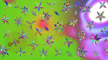 Çizim kalıbı. Çiçek duvar kağıdı. Raster illüstrasyonu. Yeşil renklerde. Hint süsü. Renkli süs kenarı.