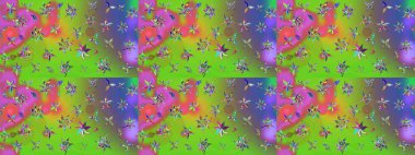 Elle boyanmış suluboya resim çizimleri, çiçekler ve bitkiler. Yeşil renkte çiçekler.