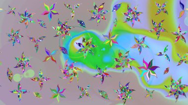 Çiçekli çiçek deseni, suluboya. Düz Çiçek Elementleri Tasarımı. Tarafsız renklerde çiçekler. Renkli Bahar Teması eskiz kalıbı. Raster illüstrasyonu.