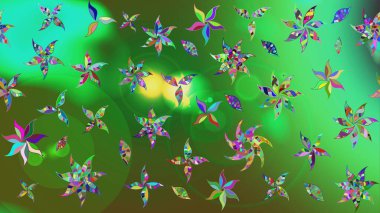 Çiçekli yeşil renkte bir çiçek deseni çiz. Suluboya tarzında yeşil renkte çiçekler.