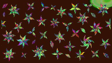 Renkli Yaz Temalı eskiz kalıbı. Raster Illustrasyon 'daki Çiçek Deseni' nin son moda çizimi. Düz Çiçek Elementleri Tasarımı. Güzel kumaş deseni.