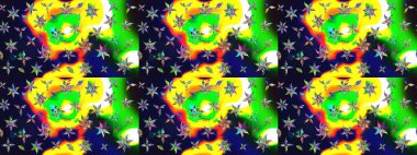 Raster illüstrasyonu. Kıvırcık, parlak örgü. Güzel, parlak, pürüzsüz kumaş, tuval. Eski moda arka plan. Desen, çizim, çiçek sınırı. Çiçeklerin çelengi.