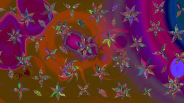 Hediye ambalaj kağıdı, tebrik kartları, posterler ve pankart tasarımı. Kahverengi renkli çiçekler. Raster düz çiçek çizim deseni.