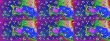 Moda baskıları için zarif bir şablon. Halk tarzı. Modern çiçek arkaplanı. Parlak renkli çiçekleri ve mavi yaprakları olan harika bir çiçek deseni..