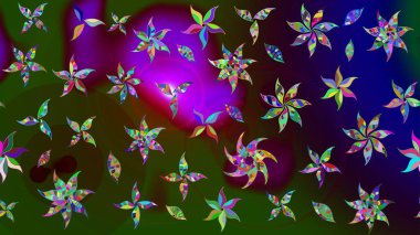 Tekstil tasarımı için yeşil renkli geleneksel halk çiçekleri buketi. Üzerinde gelincikler ve vadi zambakları olan renkli çiçek desenli nakış..