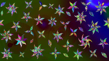 Çizim çiçek deseni duvar kâğıdı olarak kullanılabilir. Raster illüstrasyonu. Yeşil renkte çiçekler.