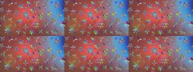 Tekstil veya kitap kapakları, imalat, duvar kağıtları, baskı, hediye paketi ve yapıştırma kitabı için çiçek eskizi geçmişi. Küçük çaplı çiçeklerdeki basit şirin desenler. Raster illüstrasyonu.